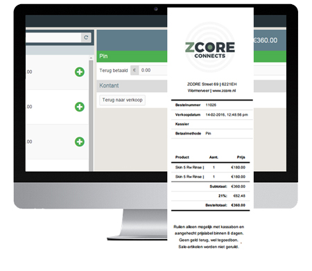 ZCORE Omnichannel kasregister | kassabon | cash receipt